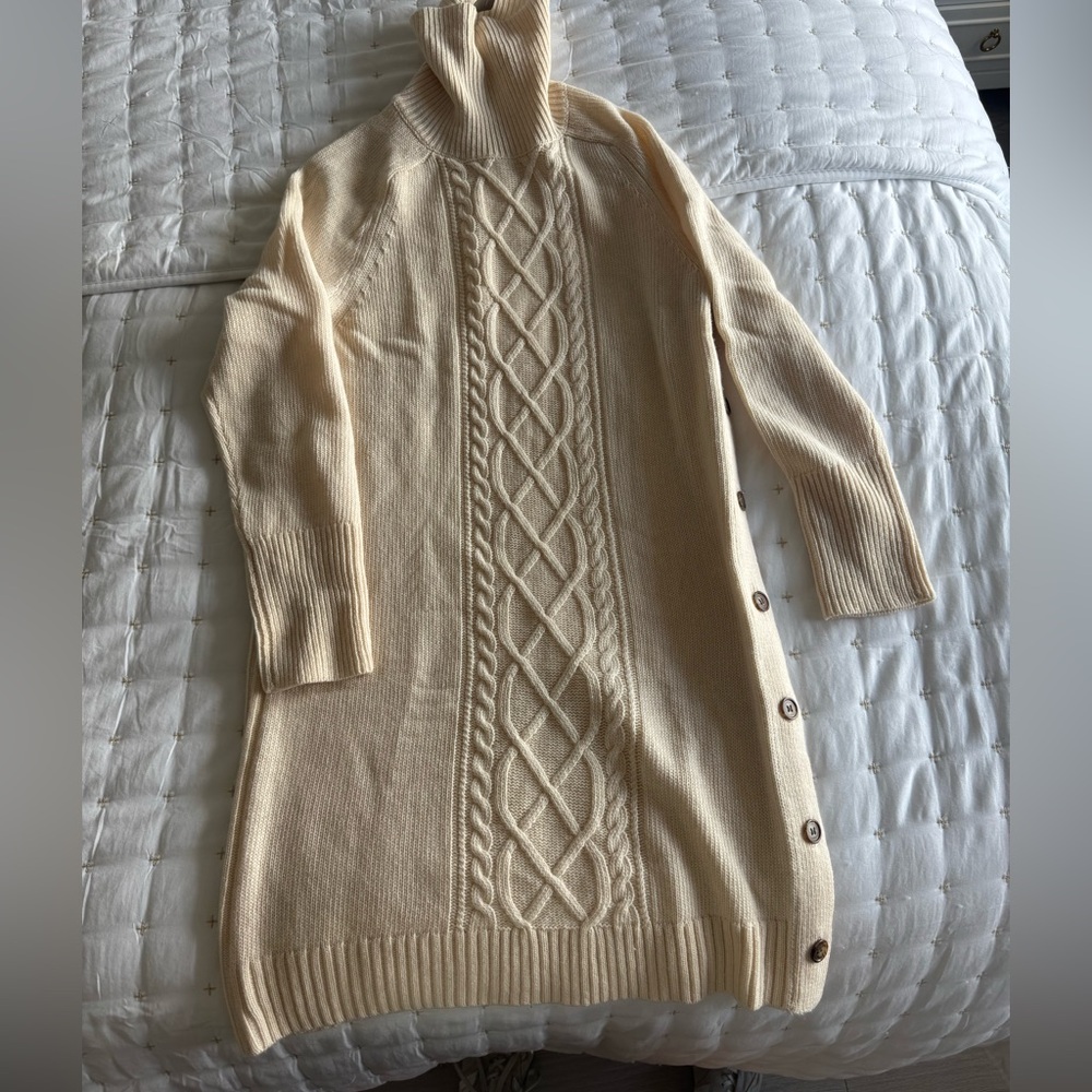 J. Crew Cream Turtleneck Sweater Dress